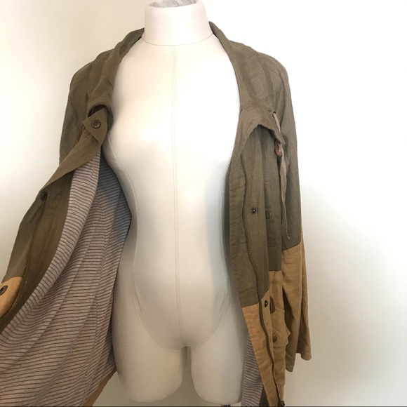 BLU PEPPER Linen Blend Colorblock Jacket - Picture 8 of 10